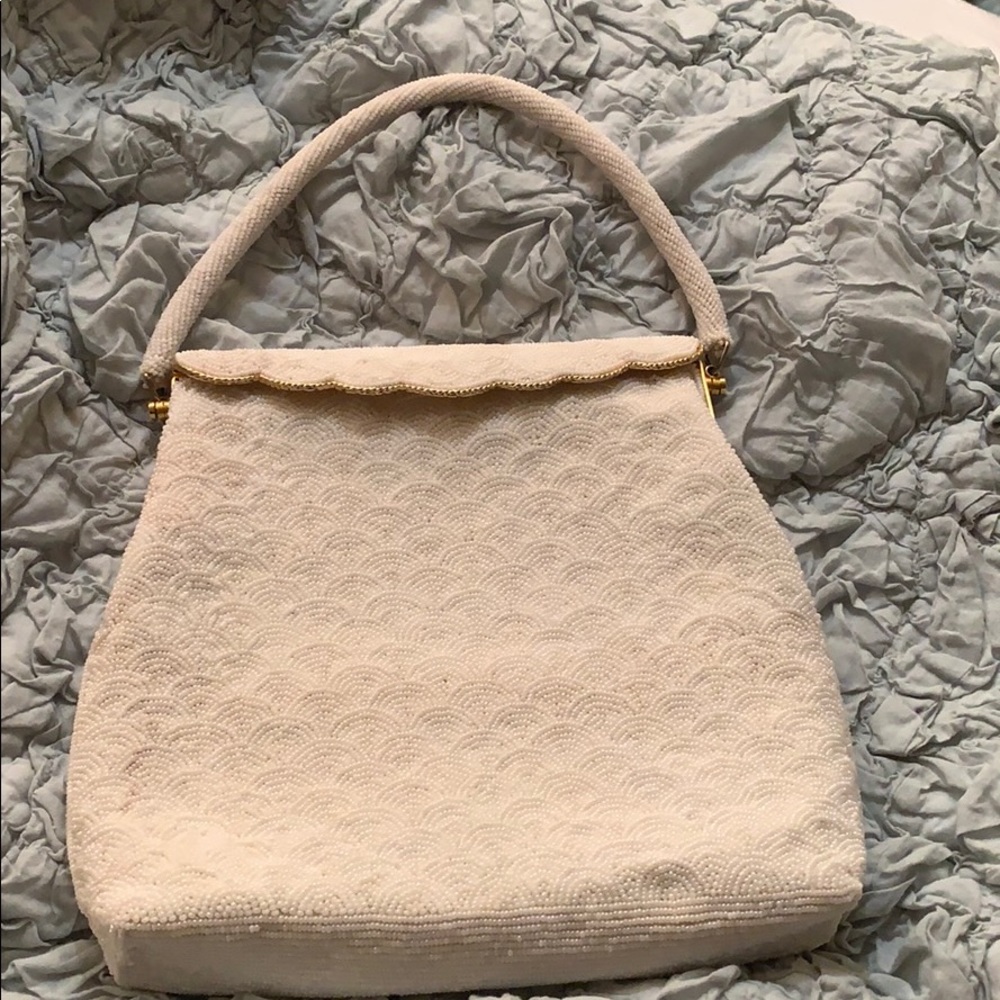 1960’s Vintage White beaded Purse